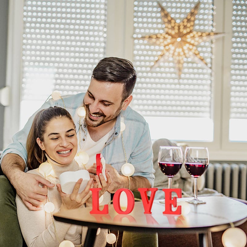 MixTeach Love Wood Sign Table Decoration Red Freestanding Love Letter Table Centerpiece for Valentine's Day Home Table Decor(Red) - Image 5
