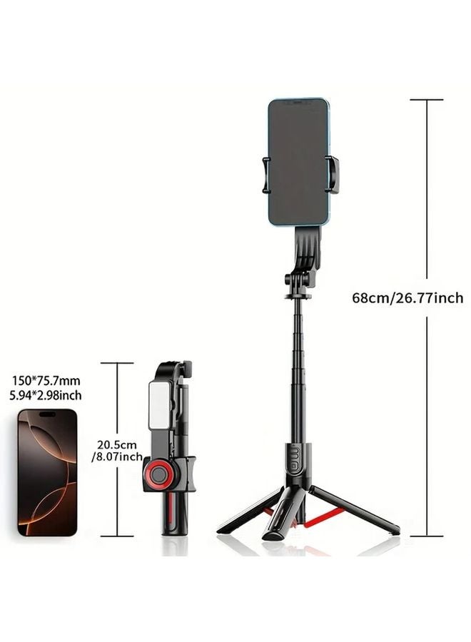 Advanced Version Smartphone Gimbal Stabilizer with Beauty Light Wireless Remote Black - Image 5