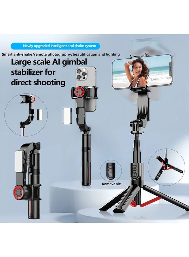 Advanced Version Smartphone Gimbal Stabilizer with Beauty Light Wireless Remote Black - Image 2