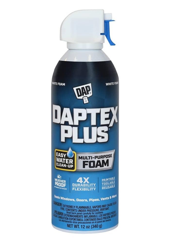 DAP Plus Multi-Purpose Foam Sealant 12 Ounce - Weatherproof and Flexible White Foam - Image 1
