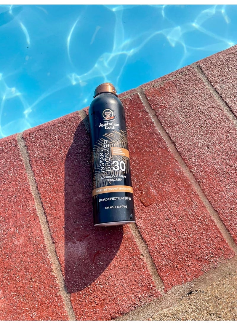Australian Gold Australian Gold Continuous Spray Sunscreen with Instant Bronzer SPF 30, Immediate Glow & Dries Fast Water Resistant NonGreasy Oxybenzone Free Cruelty Free, Bronzer New, Orange, 6 Oz  - Image 3