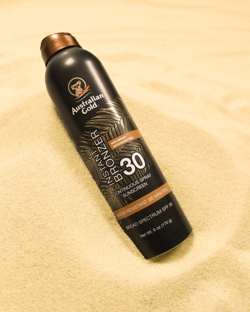 Australian Gold Continuous Spray Sunscreen with Instant Bronzer SPF 30, Immediate Glow & Dries Fast Water Resistant NonGreasy Oxybenzone Free Cruelty Free, Bronzer New, Orange, 6 Oz - Image 3