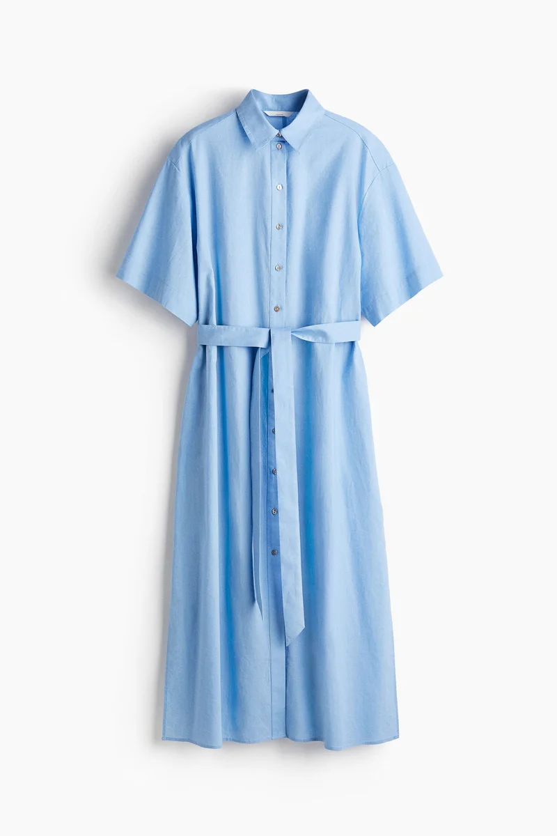 اتش اند ام Linen-blend shirt dress