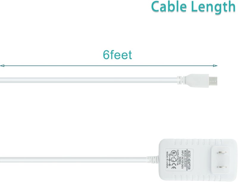 PDEEY شاحن بديل لجهاز مراقبة الأطفال VTech Babysense Owlet LBTech Eufy VAVA Moonbaby محول طاقة كابل Micro USB بطول 6 أقدام تحقق من منفذ الشحن في الصورة الثانية قبل الشراء - Image 5
