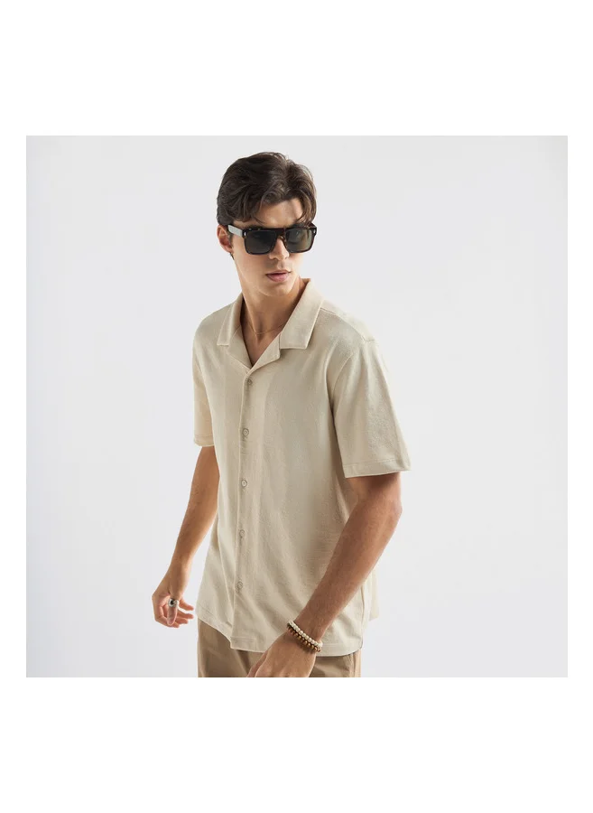 فاف Regular Fit Textured Camp Collar Shirt