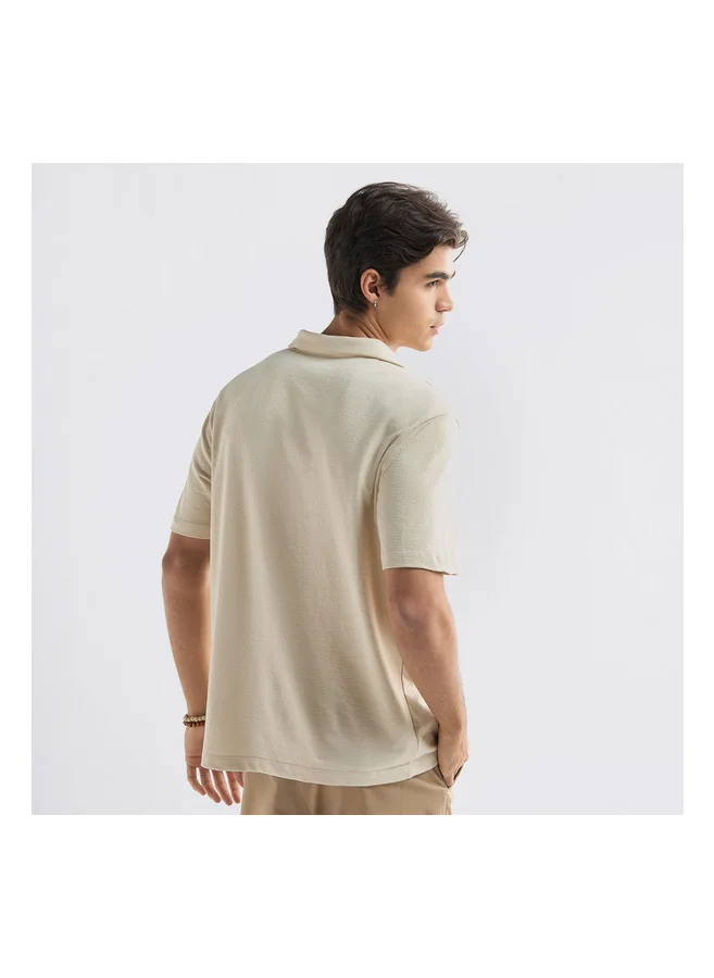 فاف Regular Fit Textured Camp Collar Shirt