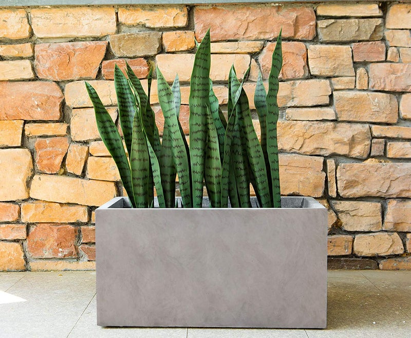 Kante 23.2" L Long Rectangular Concrete Planter, Large Outdoor Indoor Garden Pots with Drainage Hole and Rubber Plug, Weathered Concrete - Image 4