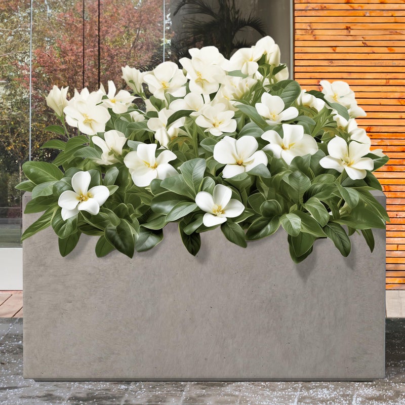 Kante 23.2" L Long Rectangular Concrete Planter, Large Outdoor Indoor Garden Pots with Drainage Hole and Rubber Plug, Weathered Concrete - Image 2