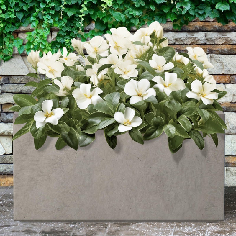 Kante 23.2" L Long Rectangular Concrete Planter, Large Outdoor Indoor Garden Pots with Drainage Hole and Rubber Plug, Weathered Concrete - Image 3