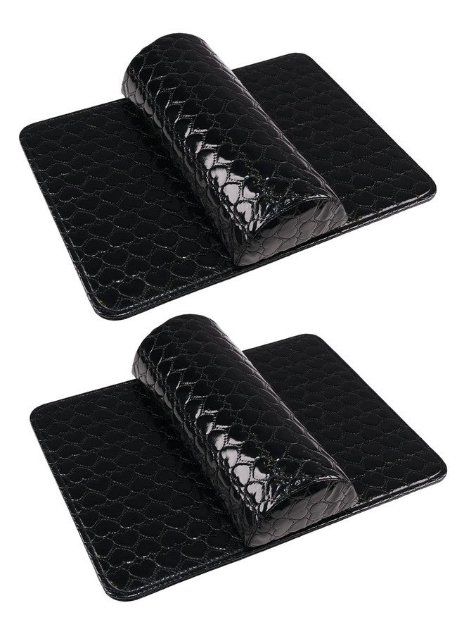 STORE 2508 Store2508 Soft PU Leather Nail Art Hand Rest Cushion & Mat 2 Sets (Black) - Image 1