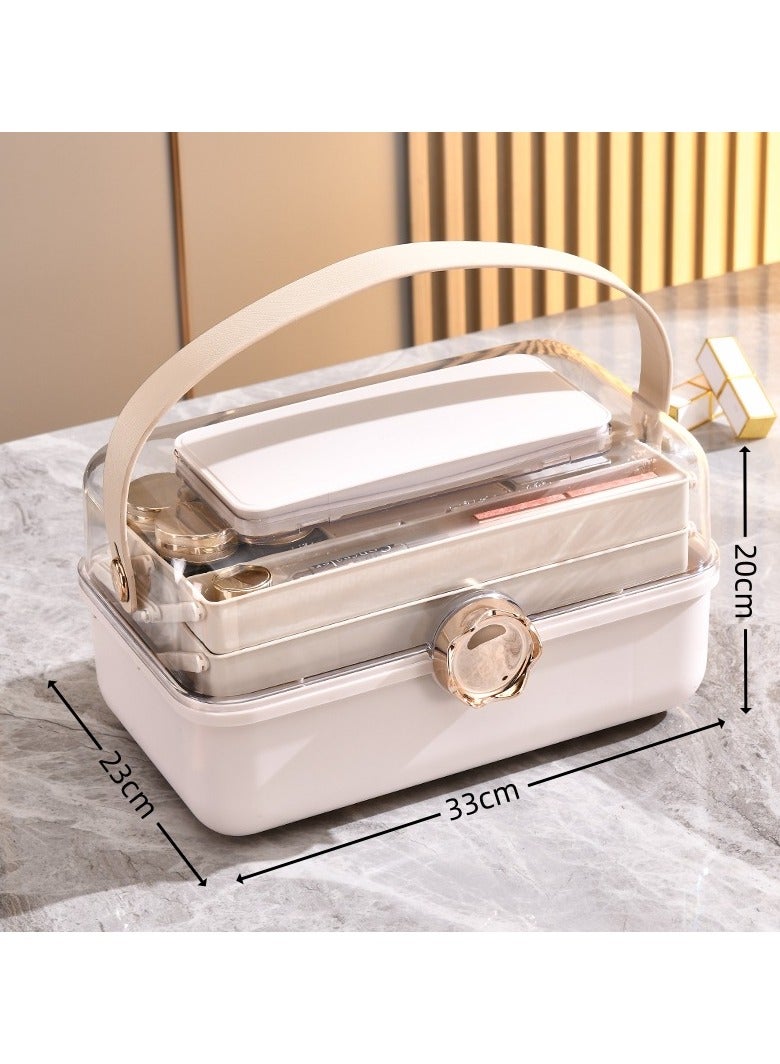 Nariele Desktop Makeup Table Storage Box Light Luxury And Advanced Sense Portable Large Capacity Makeup Case Travel Jewelry Storage Box - Image 1