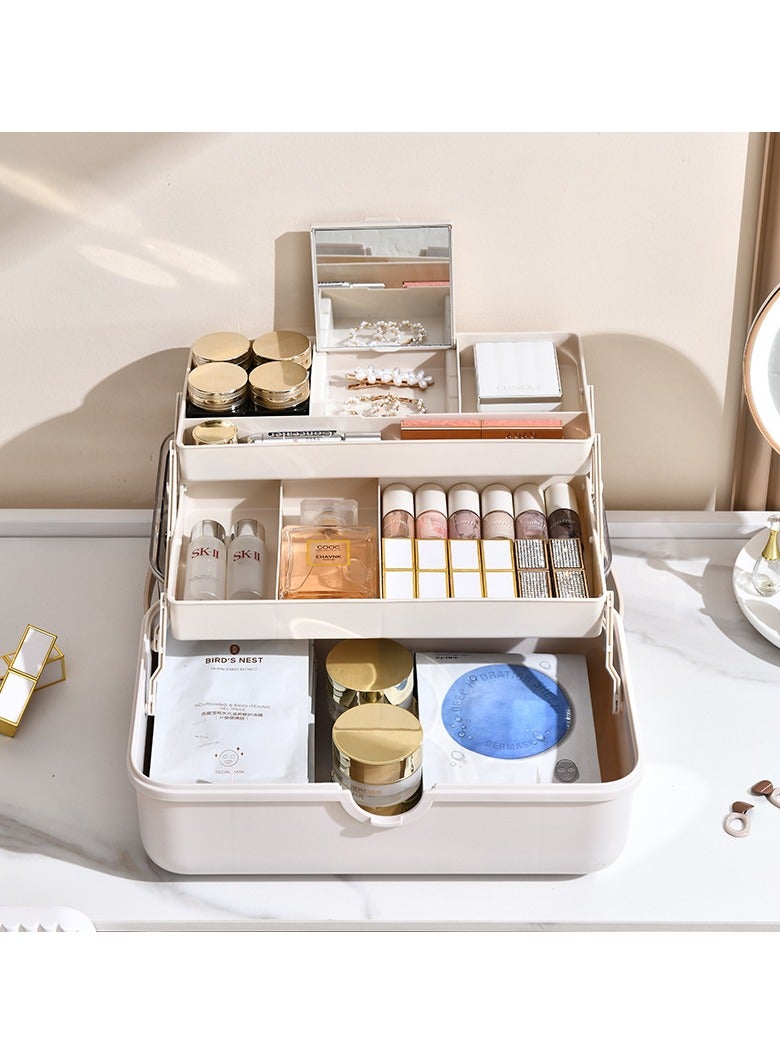 Nariele Desktop Makeup Table Storage Box Light Luxury And Advanced Sense Portable Large Capacity Makeup Case Travel Jewelry Storage Box - Image 3