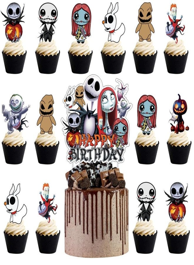 fancigo 25Pcs Nightmare Cake Decorations with 24pcs Cupcake Toppers, 1pcs Cake Topper for Nightmare Birthday Party Supplies - Image 1