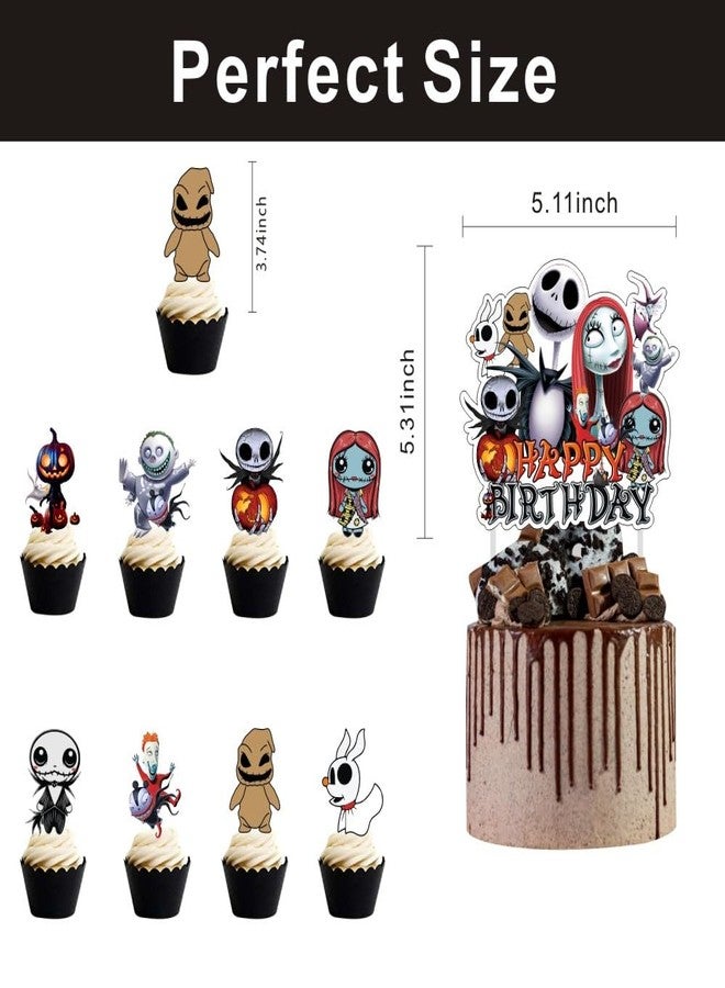 fancigo 25Pcs Nightmare Cake Decorations with 24pcs Cupcake Toppers, 1pcs Cake Topper for Nightmare Birthday Party Supplies - Image 3