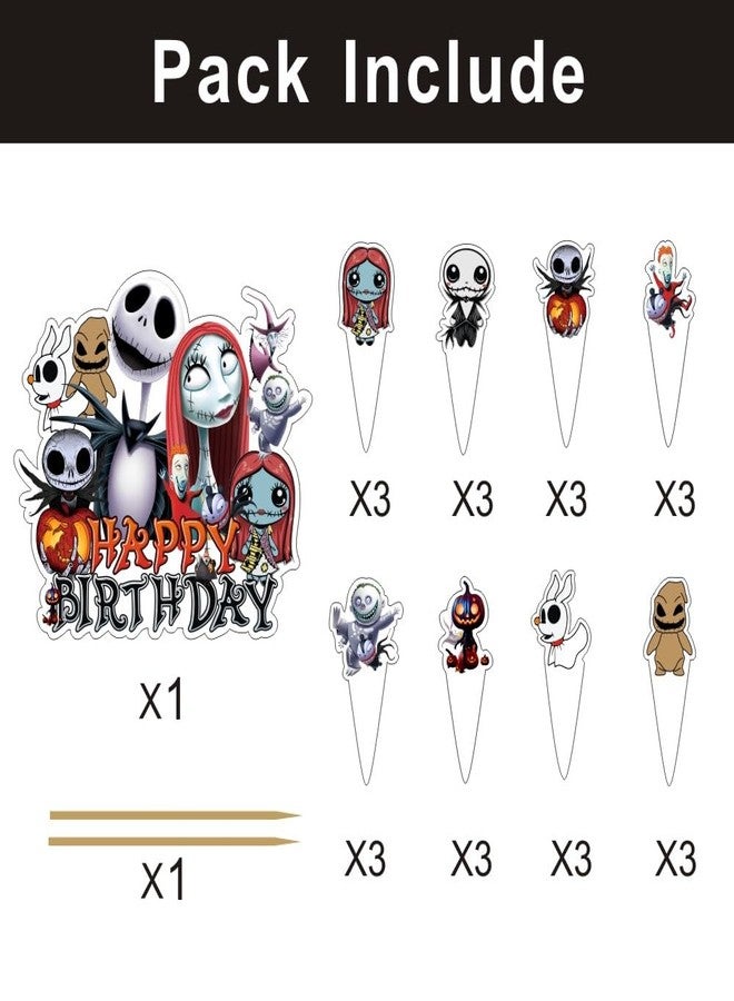 fancigo 25Pcs Nightmare Cake Decorations with 24pcs Cupcake Toppers, 1pcs Cake Topper for Nightmare Birthday Party Supplies - Image 2