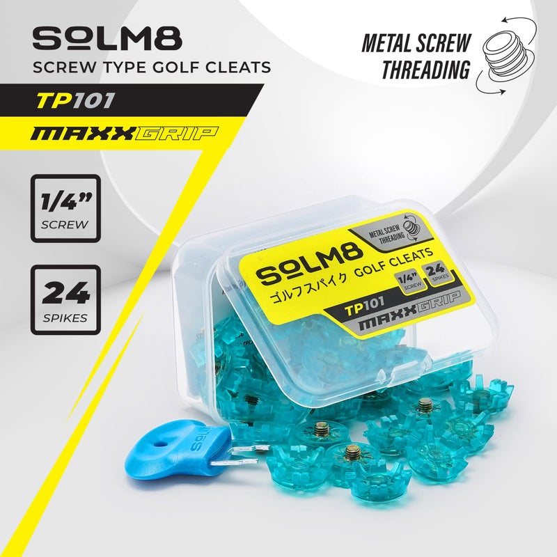 SOLM8 Golf Shoe Replacement Spikes - Metal Screw Threading Dia Â¼ Inch/6mm Easy to Install on Cricket & Golf Cleats (Spanner Included) - Image 2