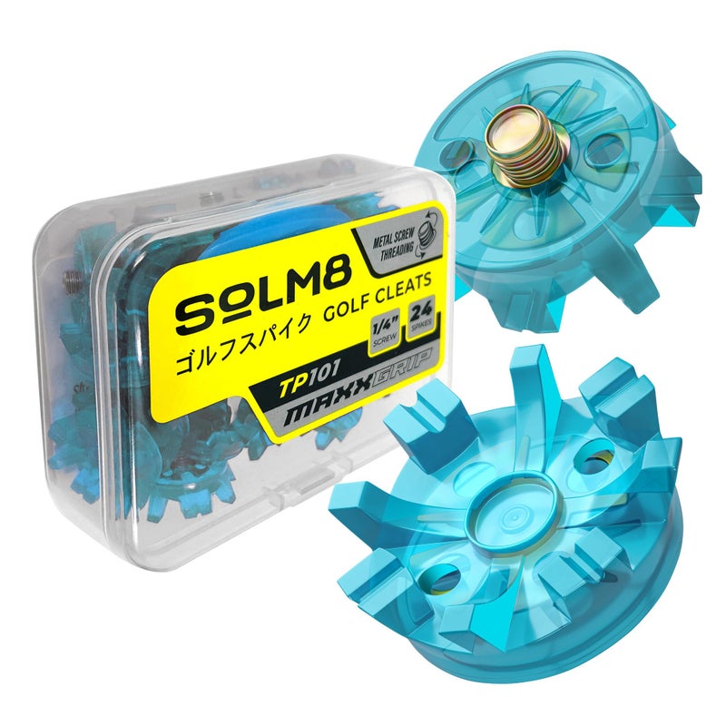 SOLM8 Golf Shoe Replacement Spikes - Metal Screw Threading Dia Â¼ Inch/6mm Easy to Install on Cricket & Golf Cleats (Spanner Included) - Image 1
