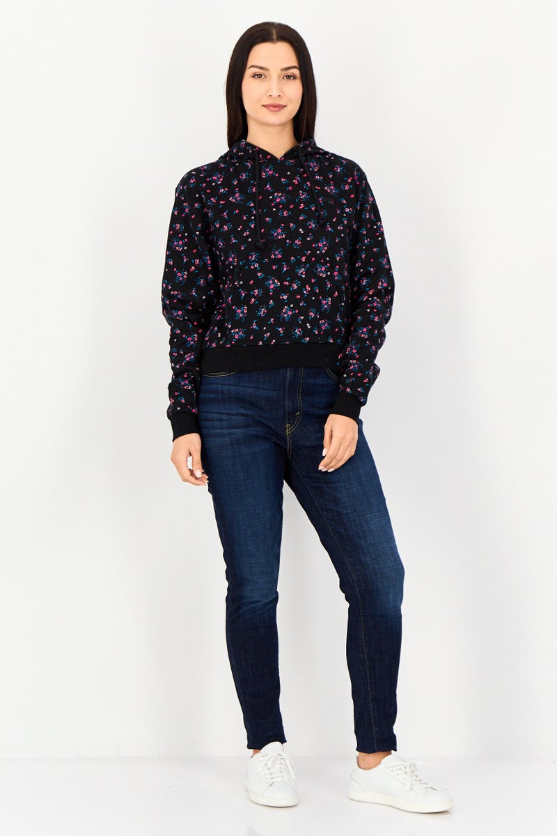 VANS هودي بكم طويل مزخرف بأزهار للنساء، متعدد الألوان - Image 3