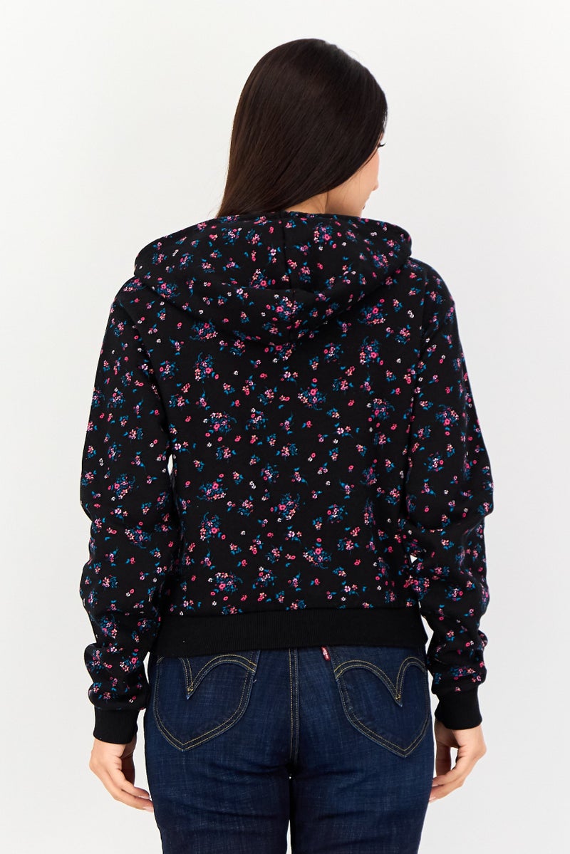 VANS هودي بكم طويل مزخرف بأزهار للنساء، متعدد الألوان - Image 4