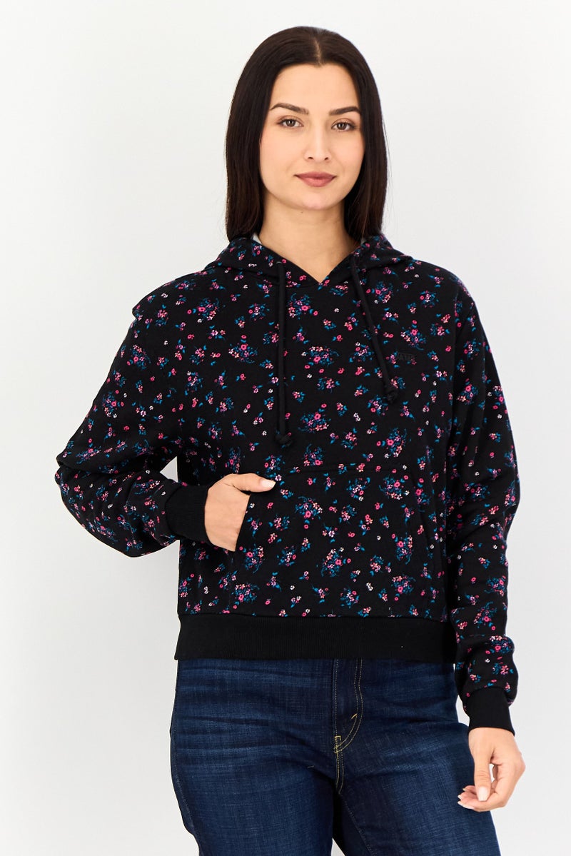 VANS هودي بكم طويل مزخرف بأزهار للنساء، متعدد الألوان - Image 1