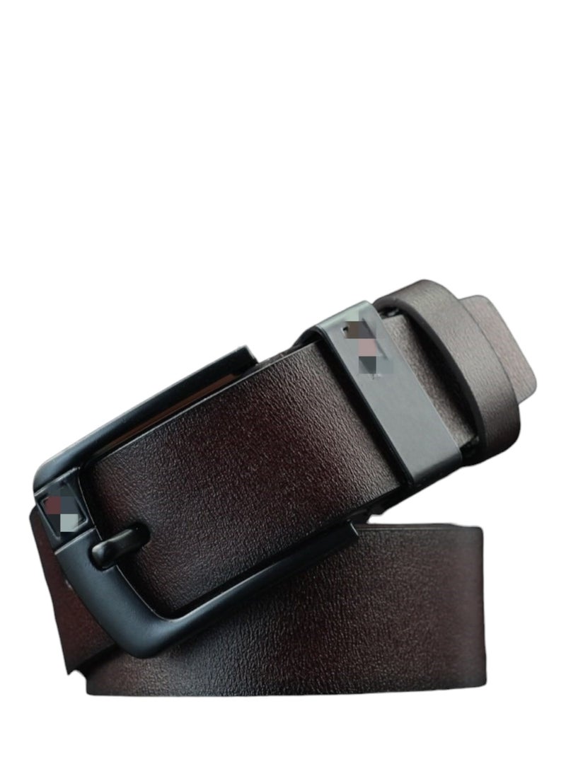 Vintage Leather Belt - Pin Buckle Distressed Finish - 125cm - Dark Brown