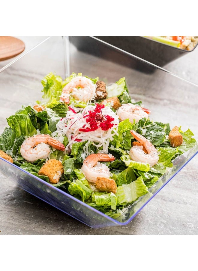 Restaurantware 160 Ounce Square Bowls, 25 Disposable Salad Bowls - Heavy-Duty, Large, Clear Plastic Serving Bowls, For Parties, Catering, Or Buffets, Serve Desserts, Salads, Or Appetizers - Image 3