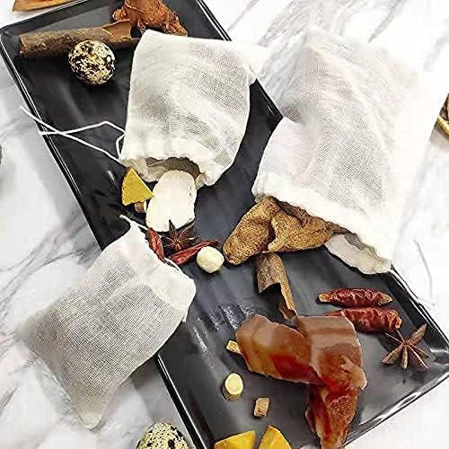 STARXDEAL Tea Filters Strainer Bags Reusable Coffee Brew Herb Cheesecloth Muslin Mesh Bag with Drawstring Safe Penetration Unbleached for Loose Leaf Tea Office Home Kitchen Milk Tea 4x3 Inch 5 30 - Image 5