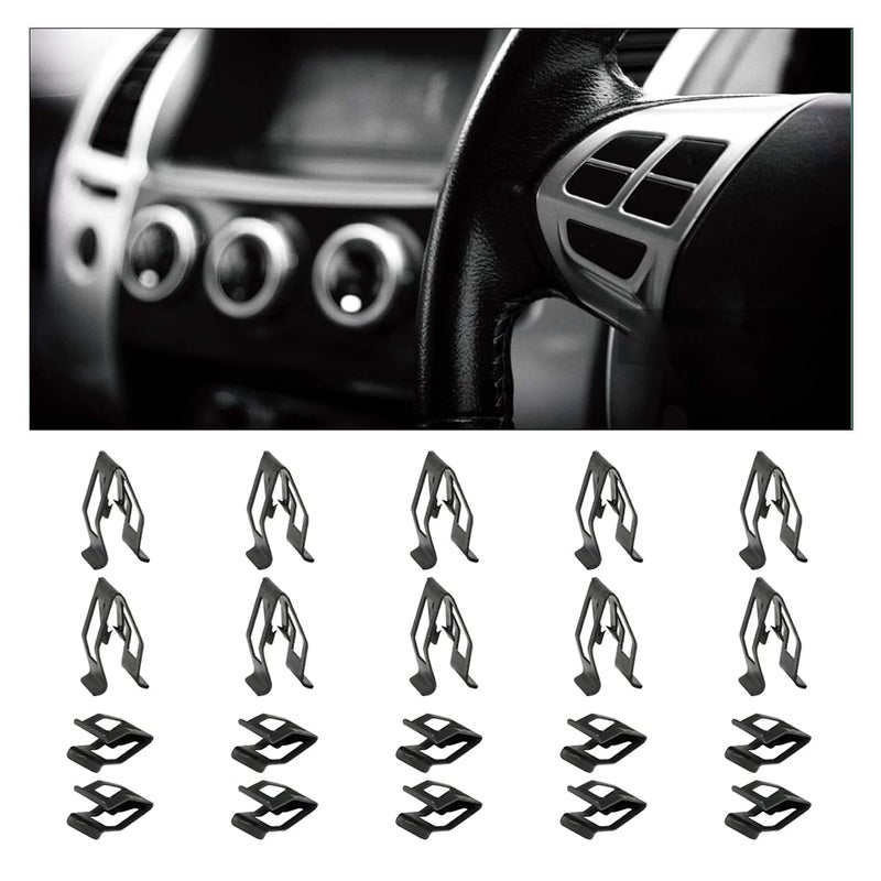 20PCS Car Metal Retainer Clips Front Console Dashboard Metal Retainer Car Console Trim Retainer Clip Automotive Universal Dashboard Retainer Replacement Interior Accessories Black