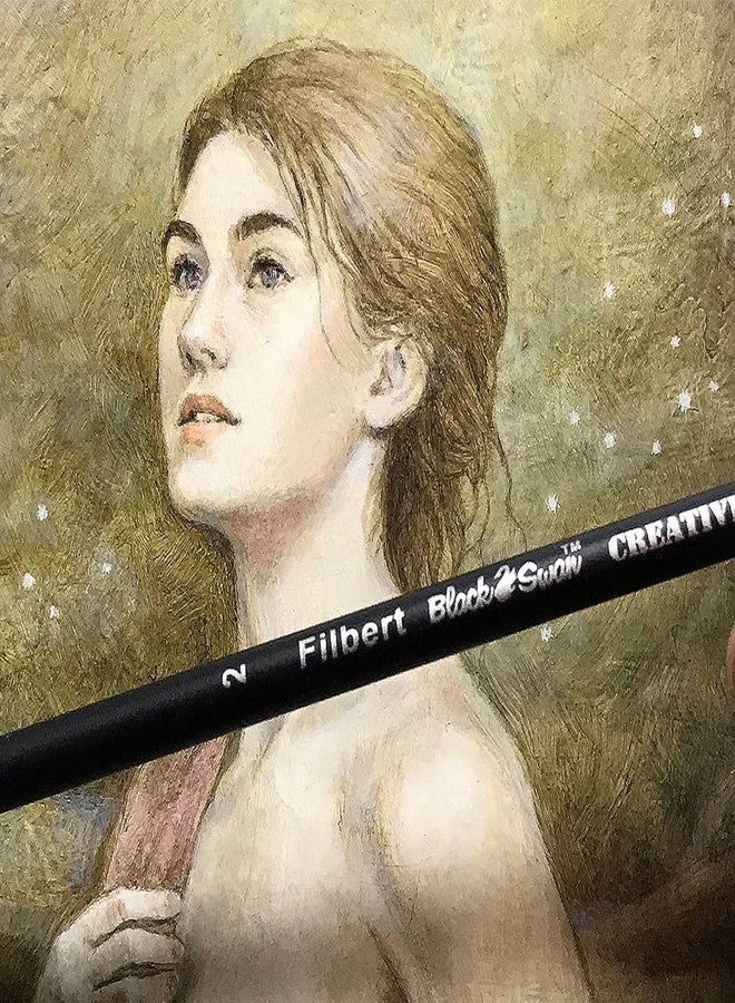 Creative Mark Black Swan Synthetic Red Sable Flat Paint Brushes - Flat Size # 10 - Professional Quality Long Handle Paint Brushes for Oil, Heavy Body Media and Acrylic - Artists of All Levels - Image 3