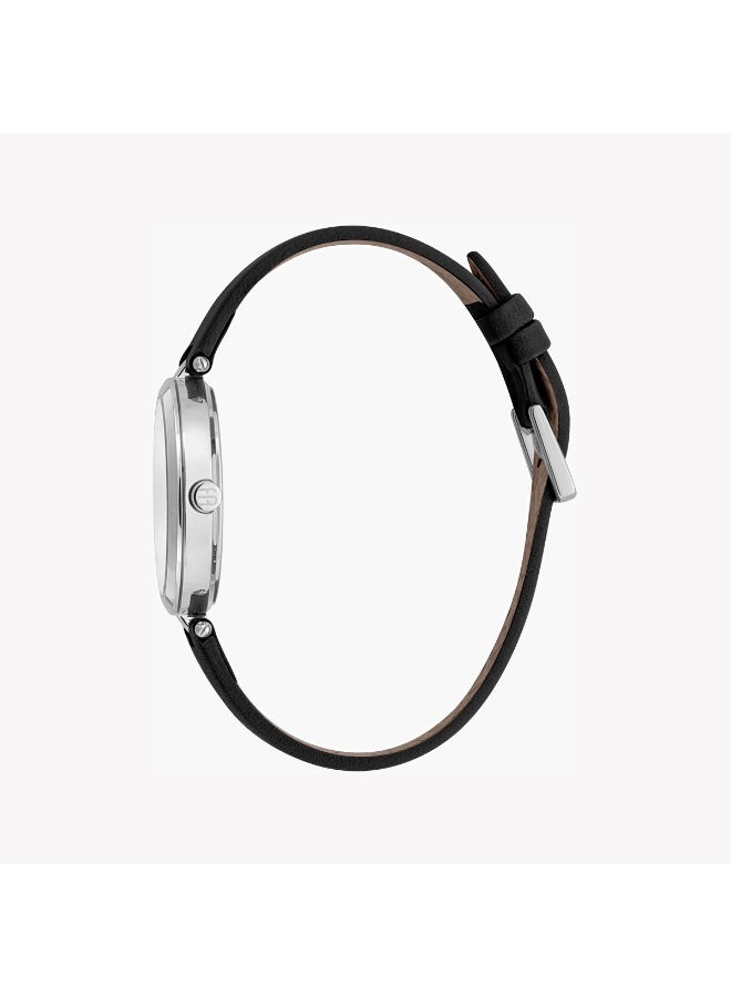 Esprit Women's Black Leather Watch, Silver Dial | ES1L314L0015 - Image 2