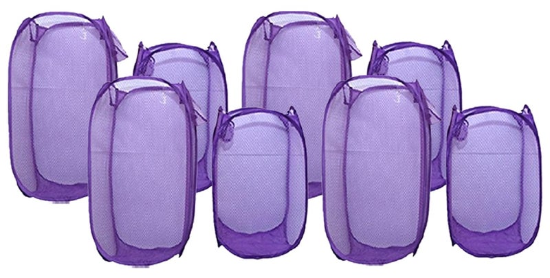 Kuber Industries Mesh Laundry Basket 8 Pcs Set (4 Big+4 Small) - Colour and Print Might Vary According to availibility - Image 1