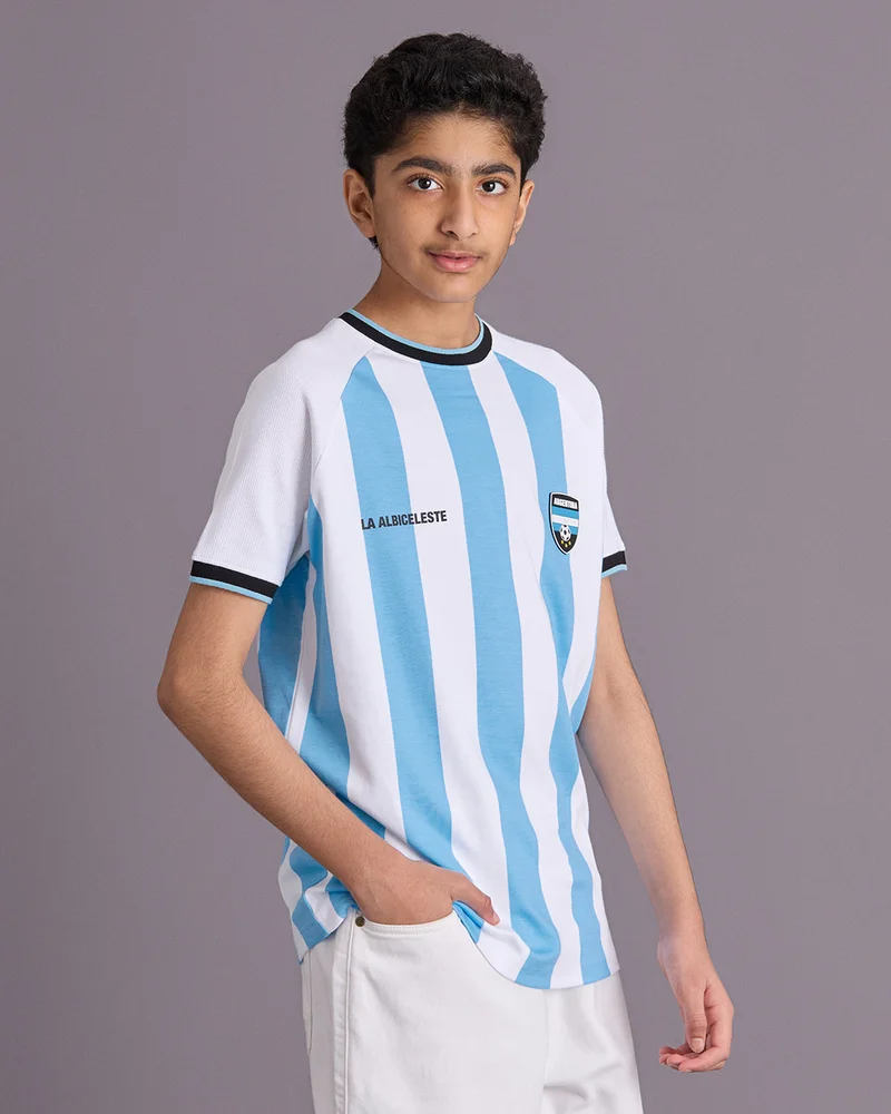 ردتاغ Senior Boys Blue Argentina Football T-Shirt