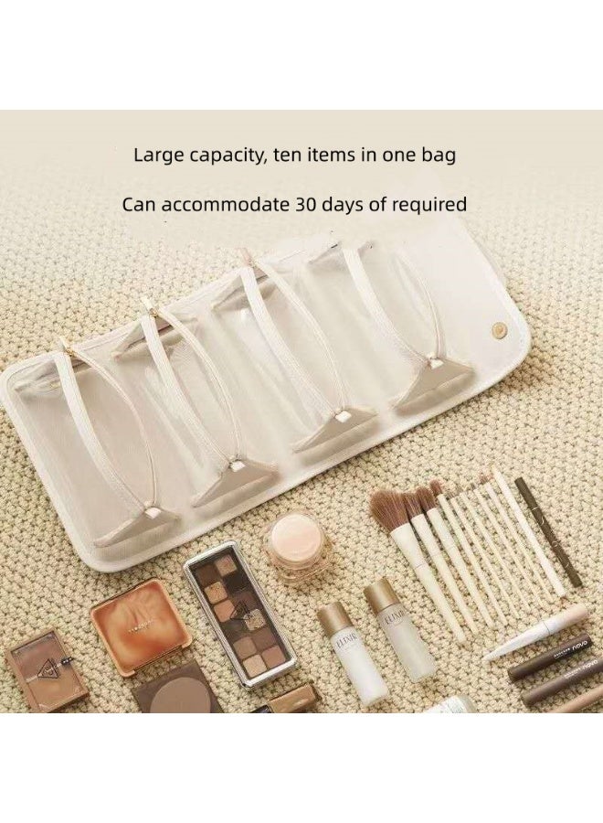 Large-capacity detachable folding makeup storage bag for washing, convenient waterproof four-in-one makeup storage bag for travel and travel (pearl white) - Image 4