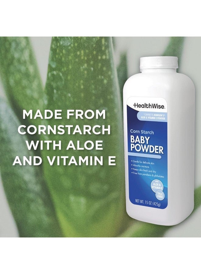 HealthWise Corn Starch Baby Powder | Aloe + Vitamin E | Talc Free | Paraben & Phthalate Free | Absorbs Moisture | 15 oz (425g) - Image 2