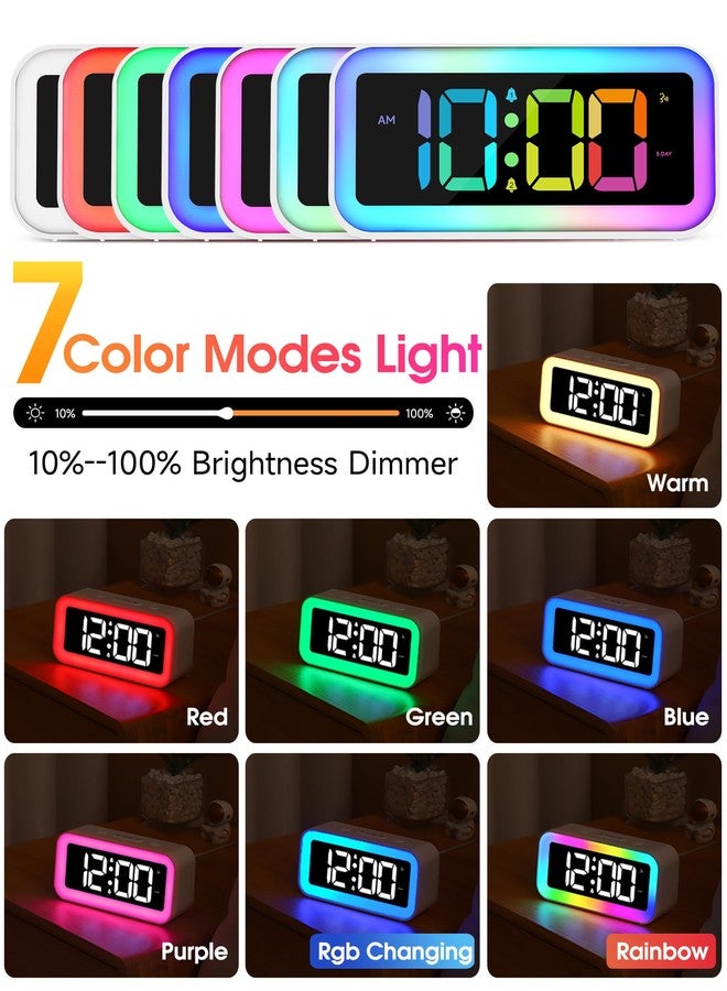 Cadmos Cute Pink Loud Alarm Clock with RGB Night Light - Perfect for Girls Room Decor and Kawaii Gifts, Small Size for Bedside or Desk Lamp in Bedrooms, Ideal for Kids, Teens (Light Pink) - Image 2