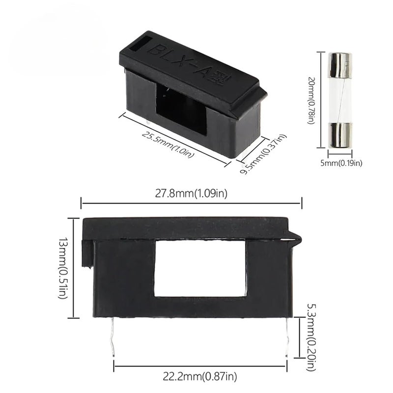 BLX A 5X20MM 2A حامل فتيل مقبس أنبوب تأمين 10 قطع - Image 3