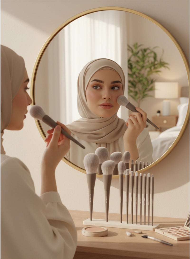 إينرجي مجموعة فرش مكياج ENERGY باللون البني غير اللامع، مكونة من 10 قطع - شعيرات صناعية ناعمة للوجه والعينين - Image 3