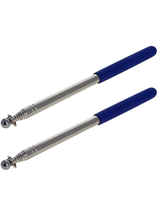 2Pcs Hollow Telescopic Teachers Pointer, Teaching Pointer Stick for Classroom, Metal Hand Retractable Pointer Extended Length 55.1 inch, Handheld Presenter Whiteboard Pointer (Blue) - Image 1