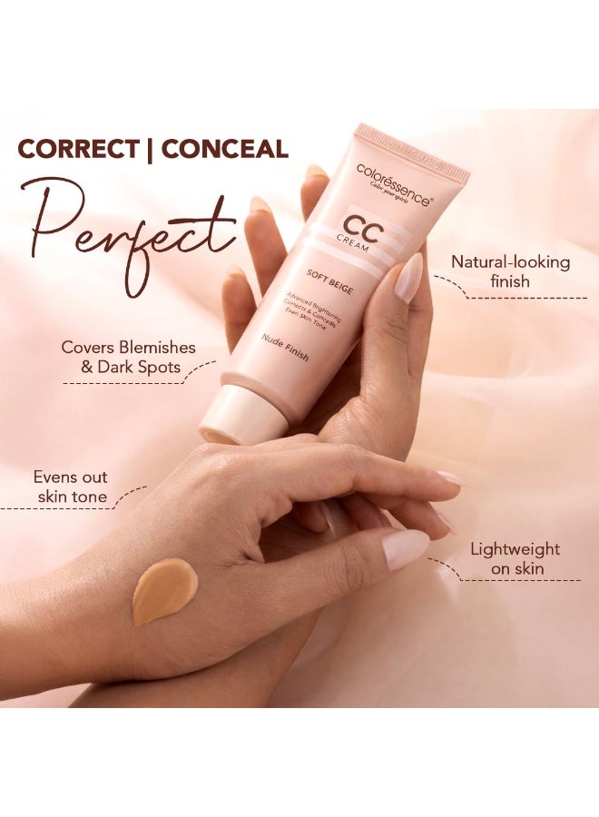 Coloressence CC Cream with SPF-45, Soft Beige, 30gm | Nude Finish | Corrects & Conceals | All Skin Types | For Everyday Use - Image 5