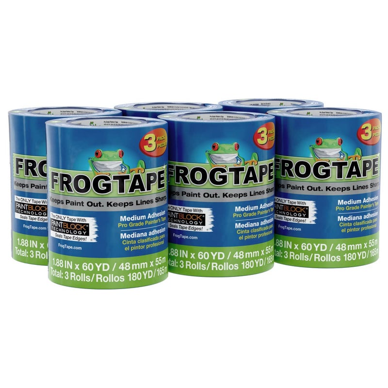 شريط الطلاء الأزرق FrogTape ProGrade مع تقنية PAINTBLOCK بعرض 2 إنش 188 إنش × 60 ياردة لاصق متوسط 18 لفة 104957