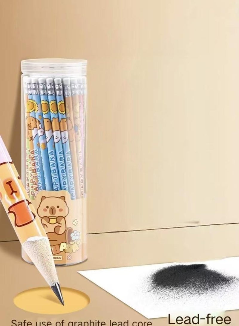 50 قطعة من أقلام الرصاص الخشبية HB مع ممحاة، بتصميم كرتوني لطيف – أقلام كتابة ورسم سوداء للطلاب والامتحانات والمدرسة والمكتب والرسم المنزلي⸥ - view 3