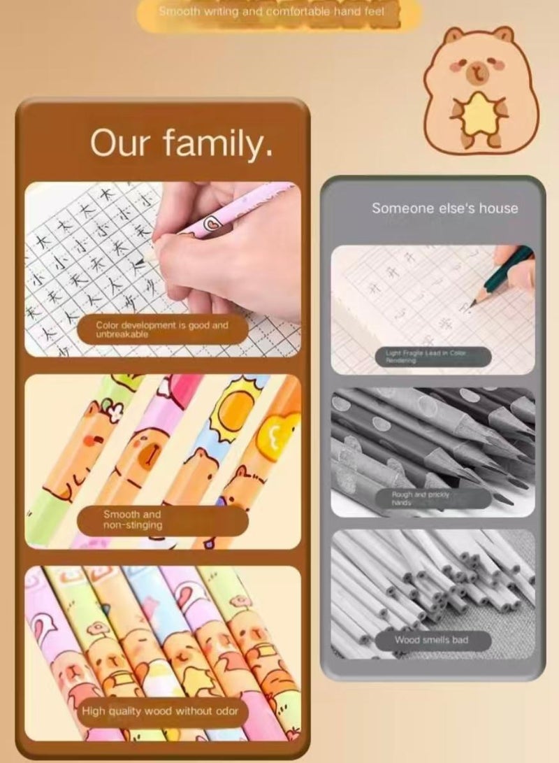 50 قطعة من أقلام الرصاص الخشبية HB مع ممحاة، بتصميم كرتوني لطيف – أقلام كتابة ورسم سوداء للطلاب والامتحانات والمدرسة والمكتب والرسم المنزلي⸥ - view 5