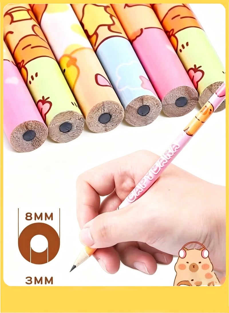capybara 50 Pack Wooden HB Pencils with Eraser, Cute Cartoon Pattern – Black Writing & Drawing Pencils for Students, Exams, School, Office, and Home Sketching - Image 4