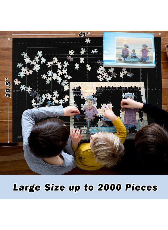 Genovega Jigsaw Puzzle Mat Roll Up Fits 2000 1500 1000 Pieces Puzzles, Large Pad Table Non-Slip Board Saver Mats Portable Organizer, 41" x 29" + Inflatable Tube, 3 Straps, Keeper Storage Bag, Adults Kids Gifts  - Image 2