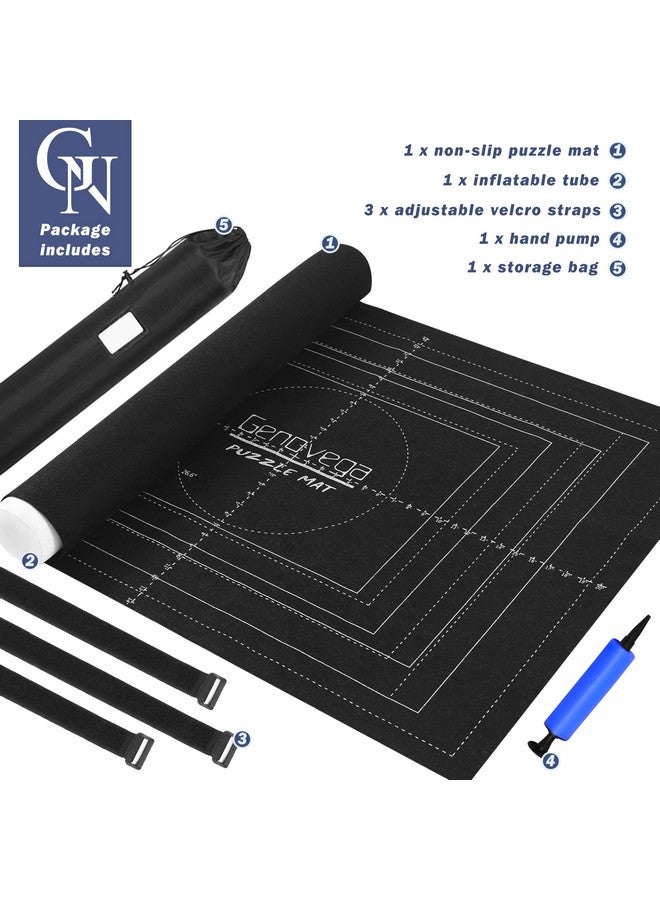 Genovega Jigsaw Puzzle Mat Roll Up Fits 2000 1500 1000 Pieces Puzzles, Large Pad Table Non-Slip Board Saver Mats Portable Organizer, 41" x 29" + Inflatable Tube, 3 Straps, Keeper Storage Bag, Adults Kids Gifts  - Image 3