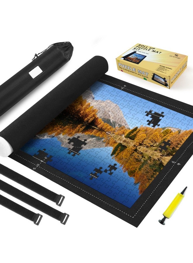Genovega Jigsaw Puzzle Mat Roll Up Fits 2000 1500 1000 Pieces Puzzles, Large Pad Table Non-Slip Board Saver Mats Portable Organizer, 41" x 29" + Inflatable Tube, 3 Straps, Keeper Storage Bag, Adults Kids Gifts  - Image 1