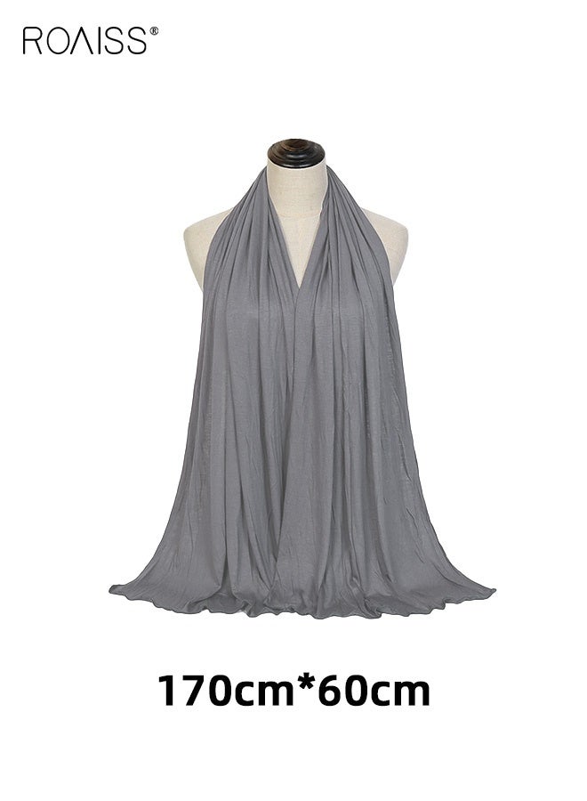 roaiss Women's Hijab Chiffon Silk Head Scarf Scarf Shawl Gradient Color Scarf Daily Hijab for Muslim Women Hijab Head Wrap for Women Sun Shade,Dust Protection Grey - Image 3
