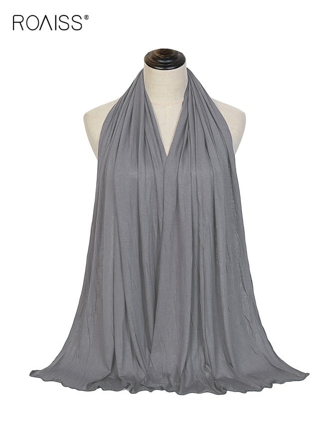 roaiss Women's Hijab Chiffon Silk Head Scarf Scarf Shawl Gradient Color Scarf Daily Hijab for Muslim Women Hijab Head Wrap for Women Sun Shade,Dust Protection Grey - Image 2