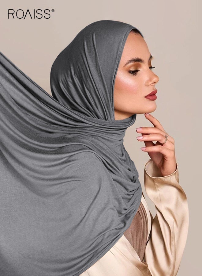 roaiss Women's Hijab Chiffon Silk Head Scarf Scarf Shawl Gradient Color Scarf Daily Hijab for Muslim Women Hijab Head Wrap for Women Sun Shade,Dust Protection Grey - Image 1