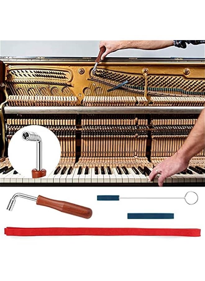 MOXO Tuning Kit,Professional Piano Tuning Kit Tuning Wrench Hammer Temperament Strip Mute Kit Piano DIY Fixing Set  - Image 2